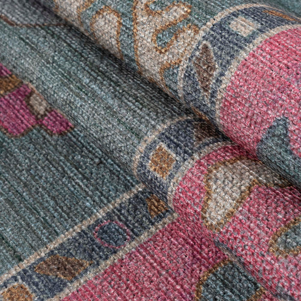 Green Pink Oushak Washable Rug
