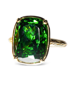 Sterling Silver Elongated Cushion Emerald CZ Cocktail Ring