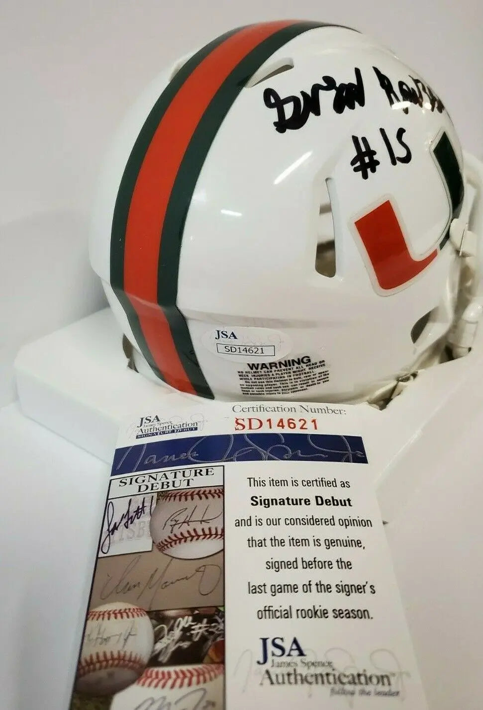 Greg Rousseau Autographed Signed Miami Hurricanes Mini Helmet Jsa Coa