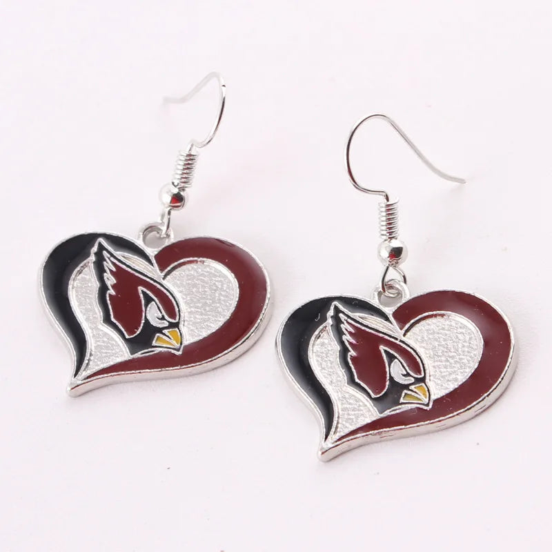 Football Team Logo Heart Earrings –  Game Day Accessories & Gift for Sports Fan