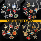 Sports LOGO Pendant Necklace with Iced Out Cuban Chains for Football Fans