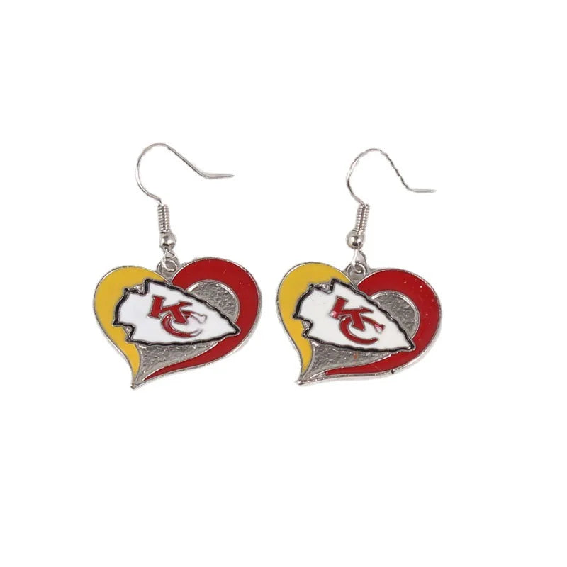 Football Team Logo Heart Earrings –  Game Day Accessories & Gift for Sports Fan