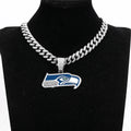Sports LOGO Pendant Necklace with Iced Out Cuban Chains for Football Fans