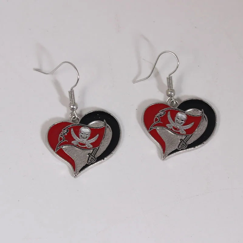 Football Team Logo Heart Earrings –  Game Day Accessories & Gift for Sports Fan
