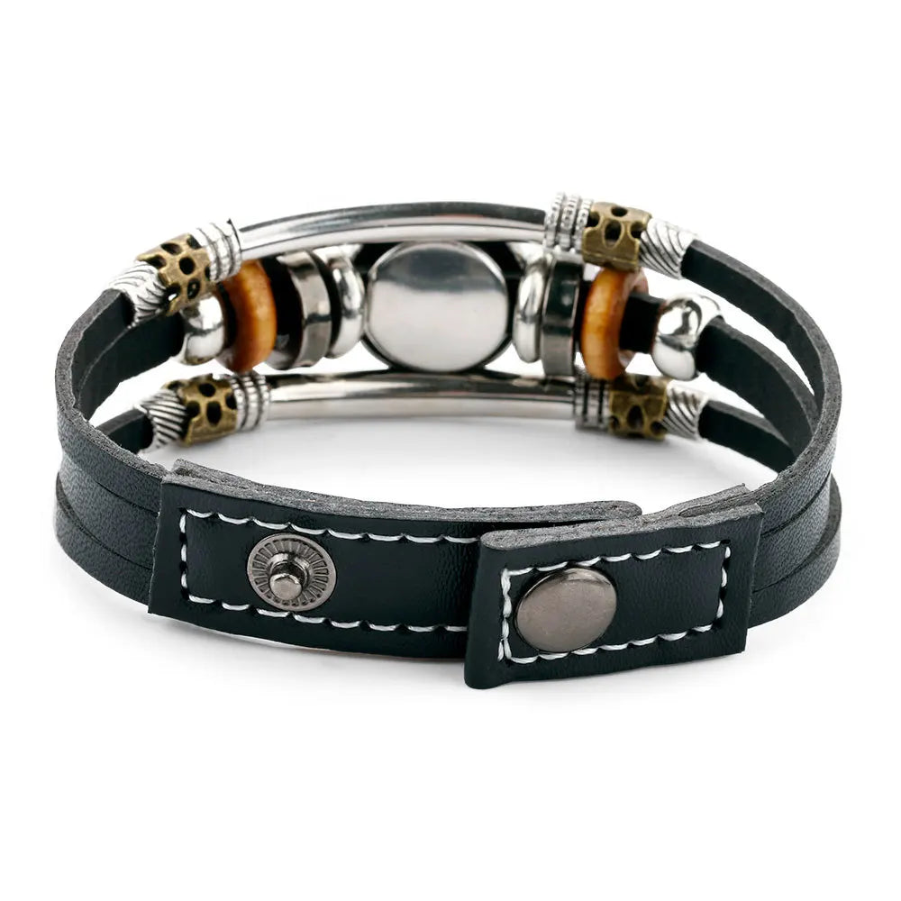 Leather Sports Team Logo Bracelet – Adjustable Fans Wristband Gift for Game Day & Holidays