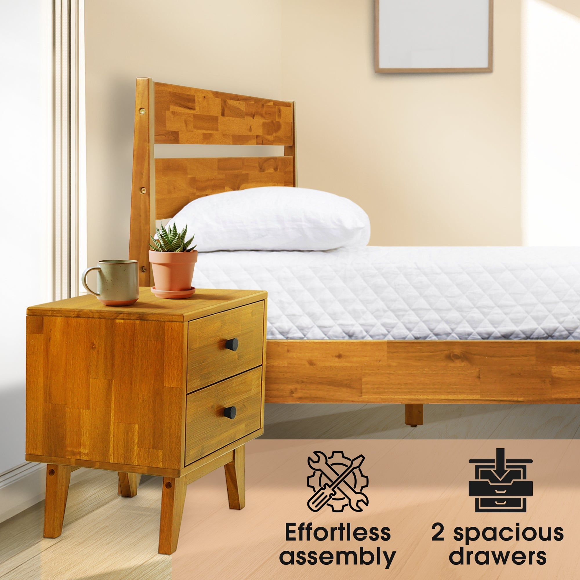 Silvia Solid Wood Nightstand