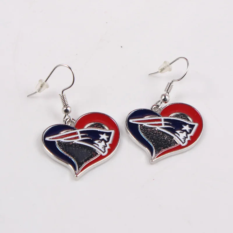 Football Team Logo Heart Earrings –  Game Day Accessories & Gift for Sports Fan