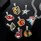 Sports LOGO Pendant Necklace with Iced Out Cuban Chains for Football Fans