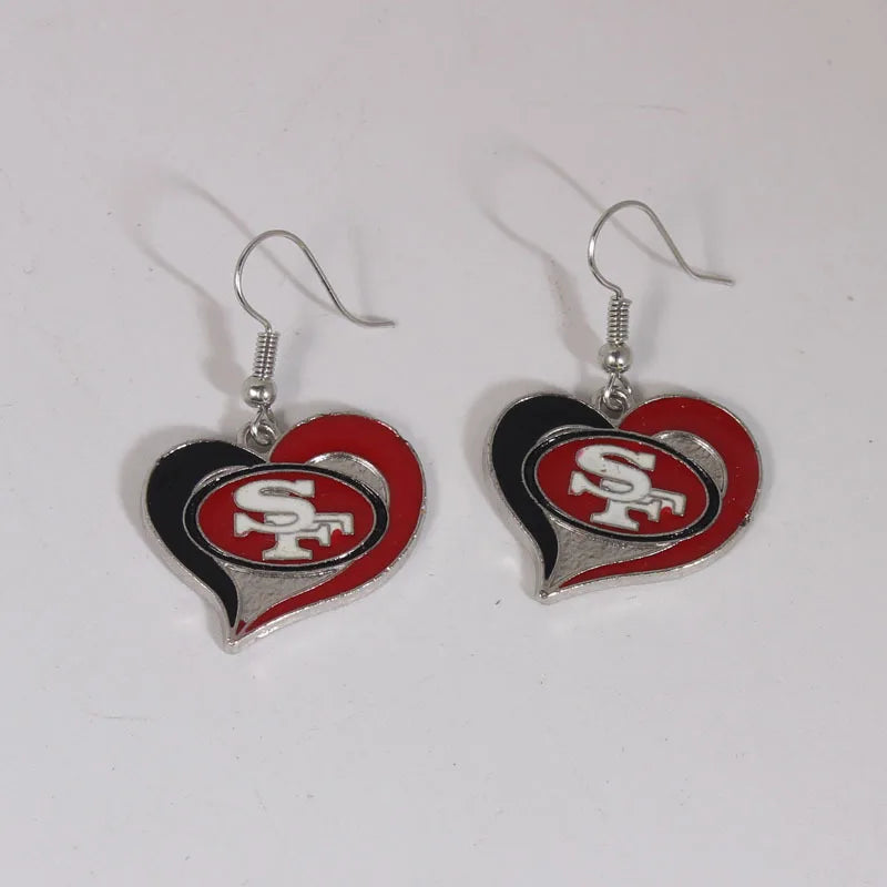 Football Team Logo Heart Earrings –  Game Day Accessories & Gift for Sports Fan