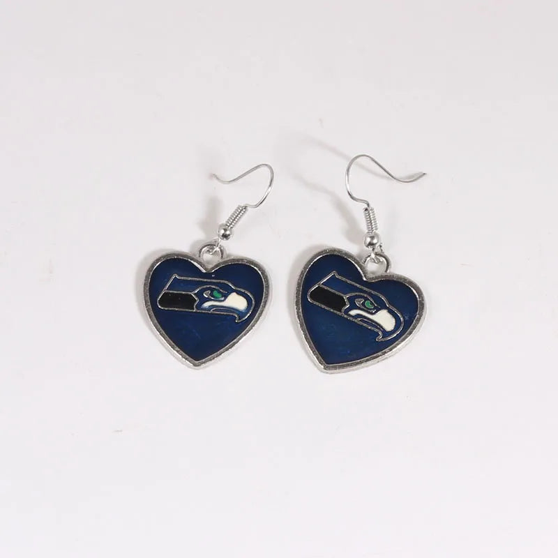 Football Team Logo Heart Earrings –  Game Day Accessories & Gift for Sports Fan