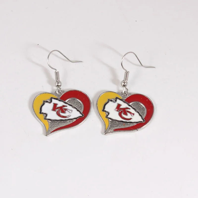Football Team Logo Heart Earrings –  Game Day Accessories & Gift for Sports Fan