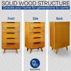 Harmony Solid Wood Dresser with 5 Drawers