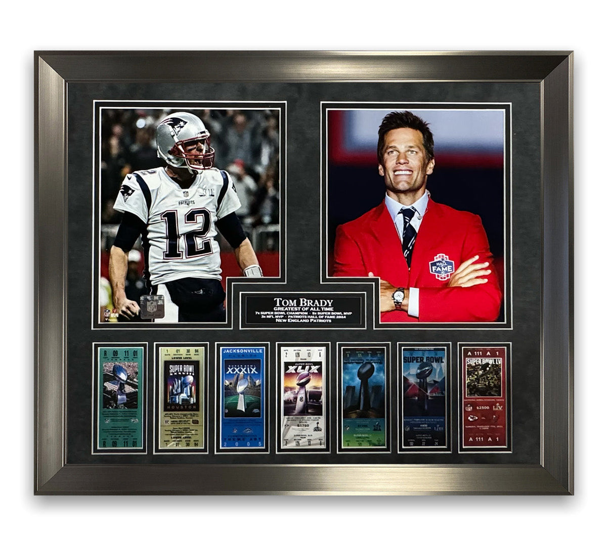 Tom Brady Super Bowl Hall Of Fame Collage Framed to 16x20
