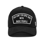 Cult's Epic Shit Mesh Back Curved Visor Trucker Hat in Black