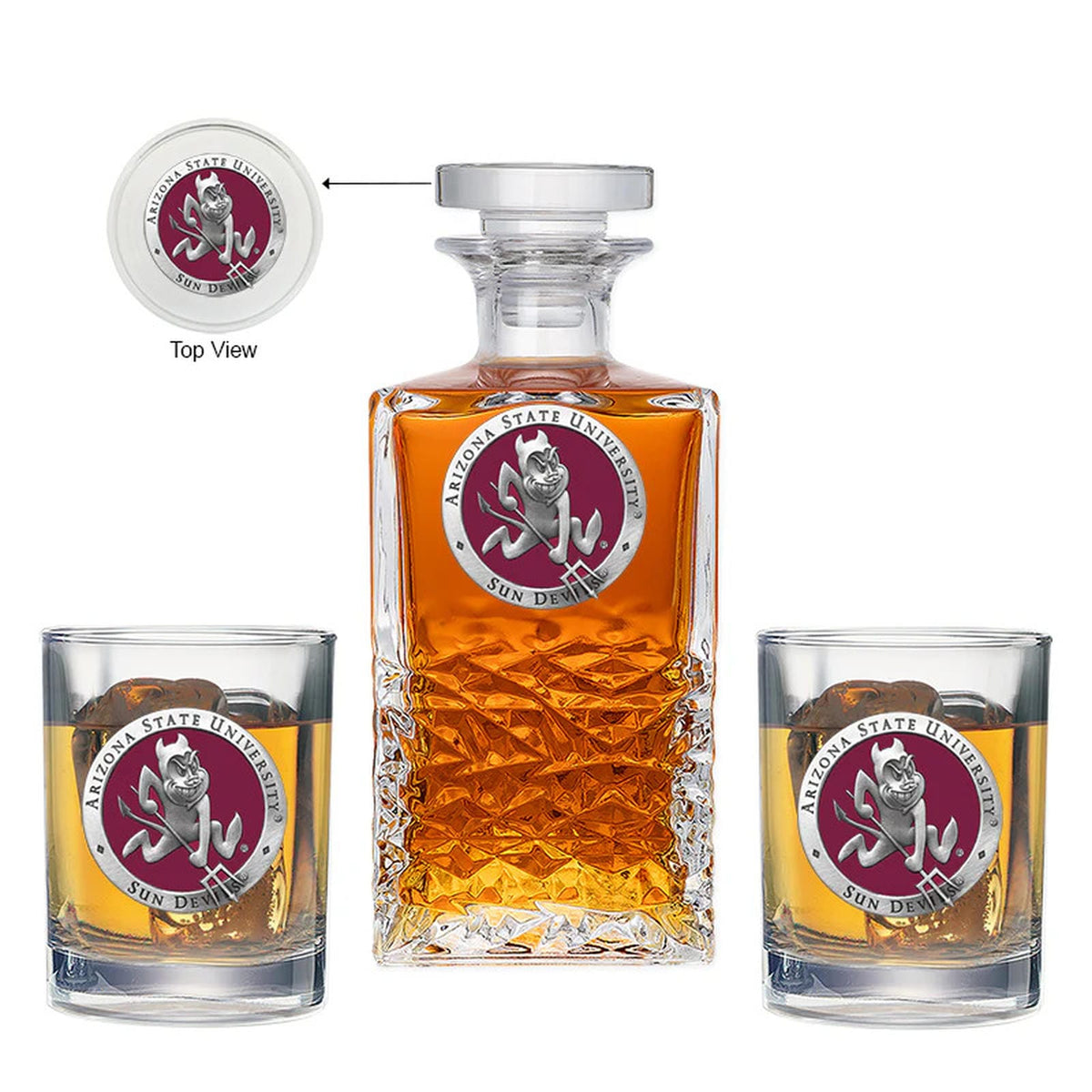 Arizona State Sun Devils Sparky Logo Heritage Decanter with 2 Glasses