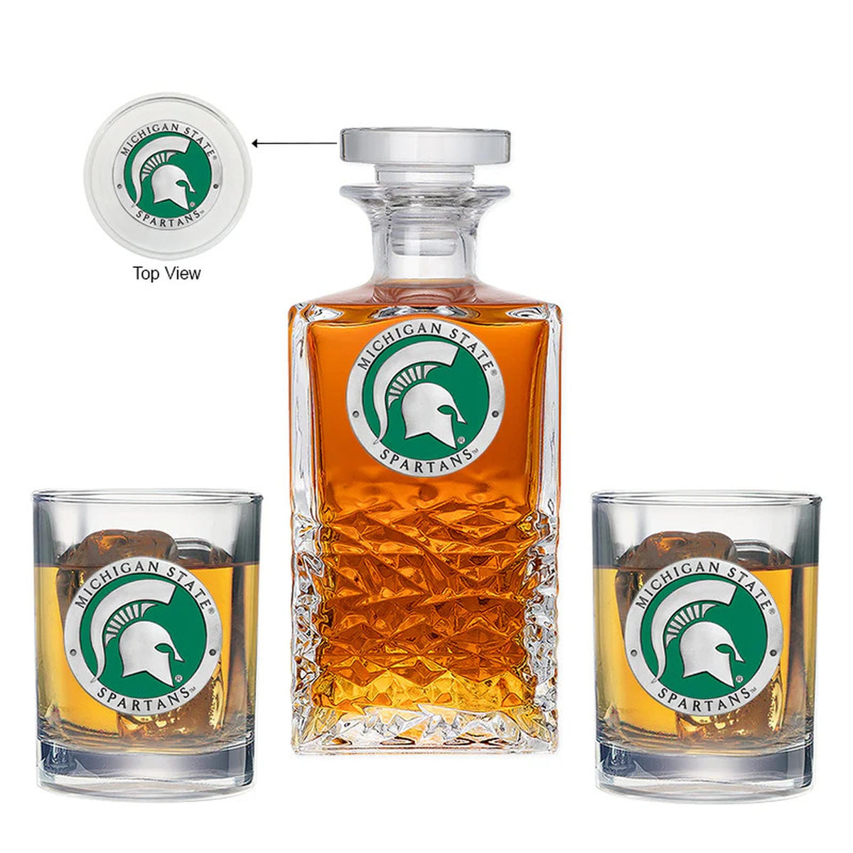 Michigan State University Heritage Decanter with 2 Glasses