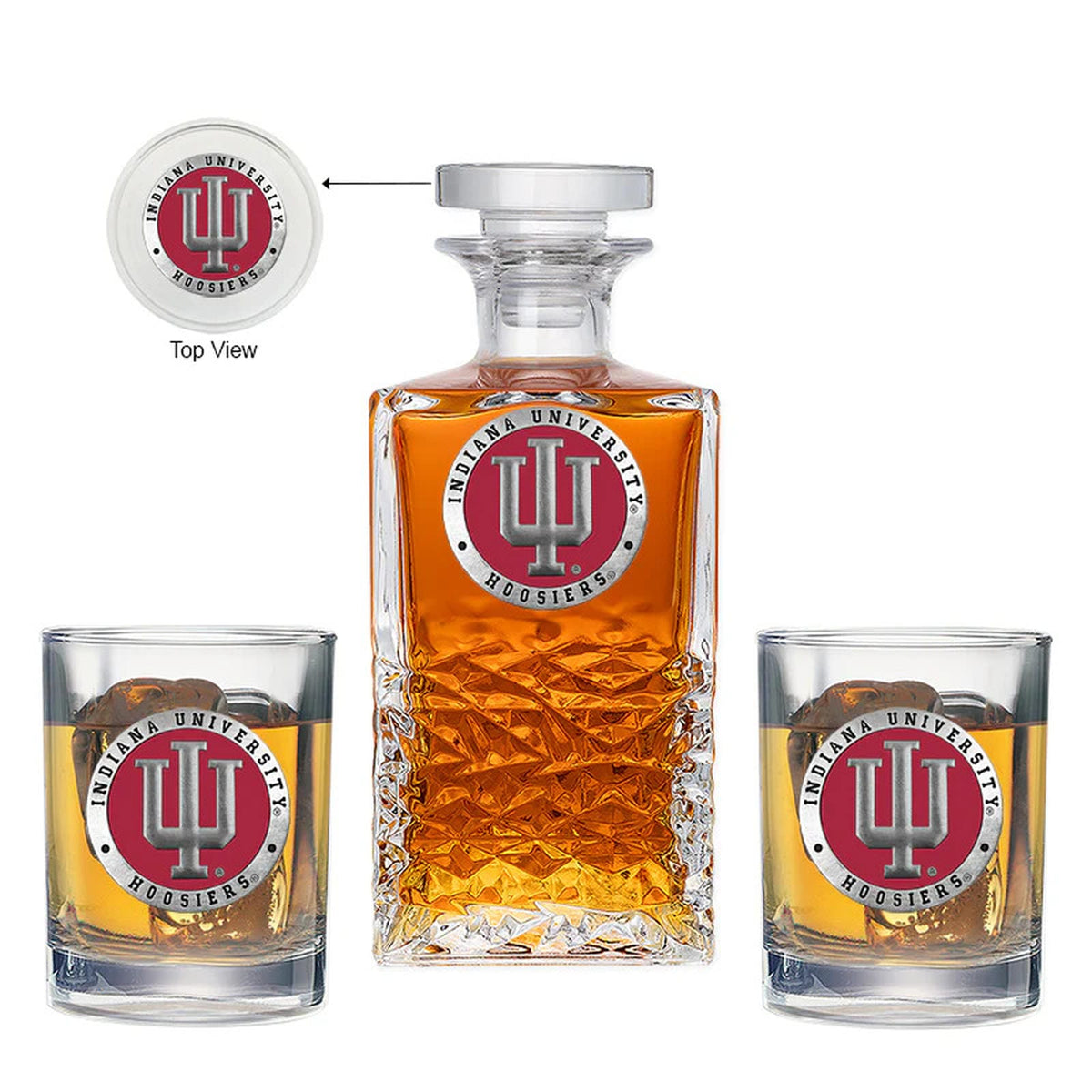 Indiana Hoosiers Heritage Decanter with 2 Glasses