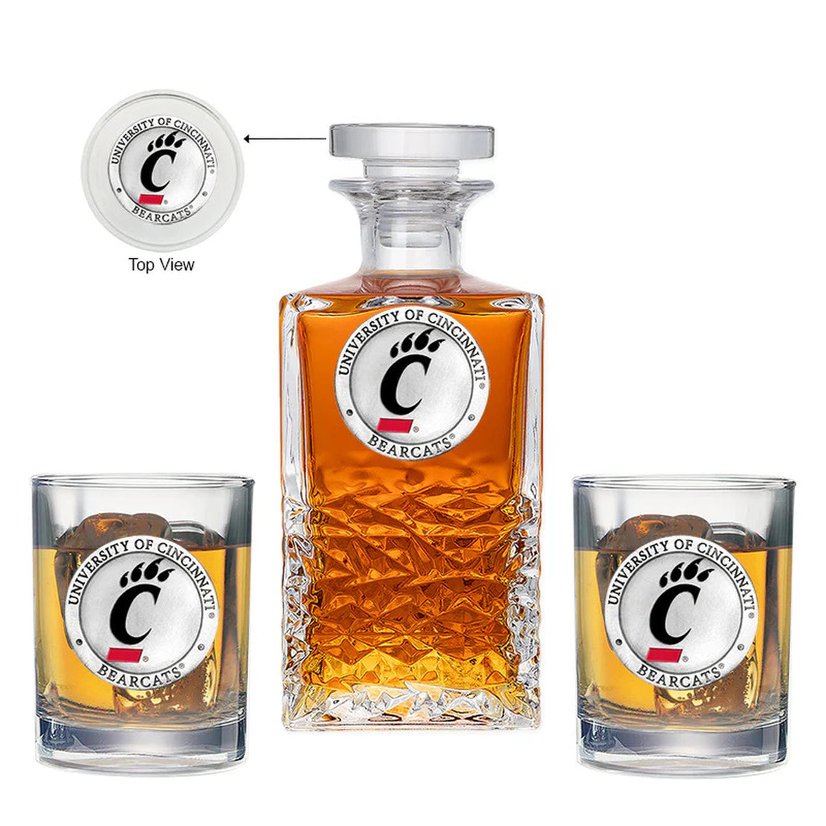 Cincinnati Bearcats Heritage Decanter with 2 Glasses