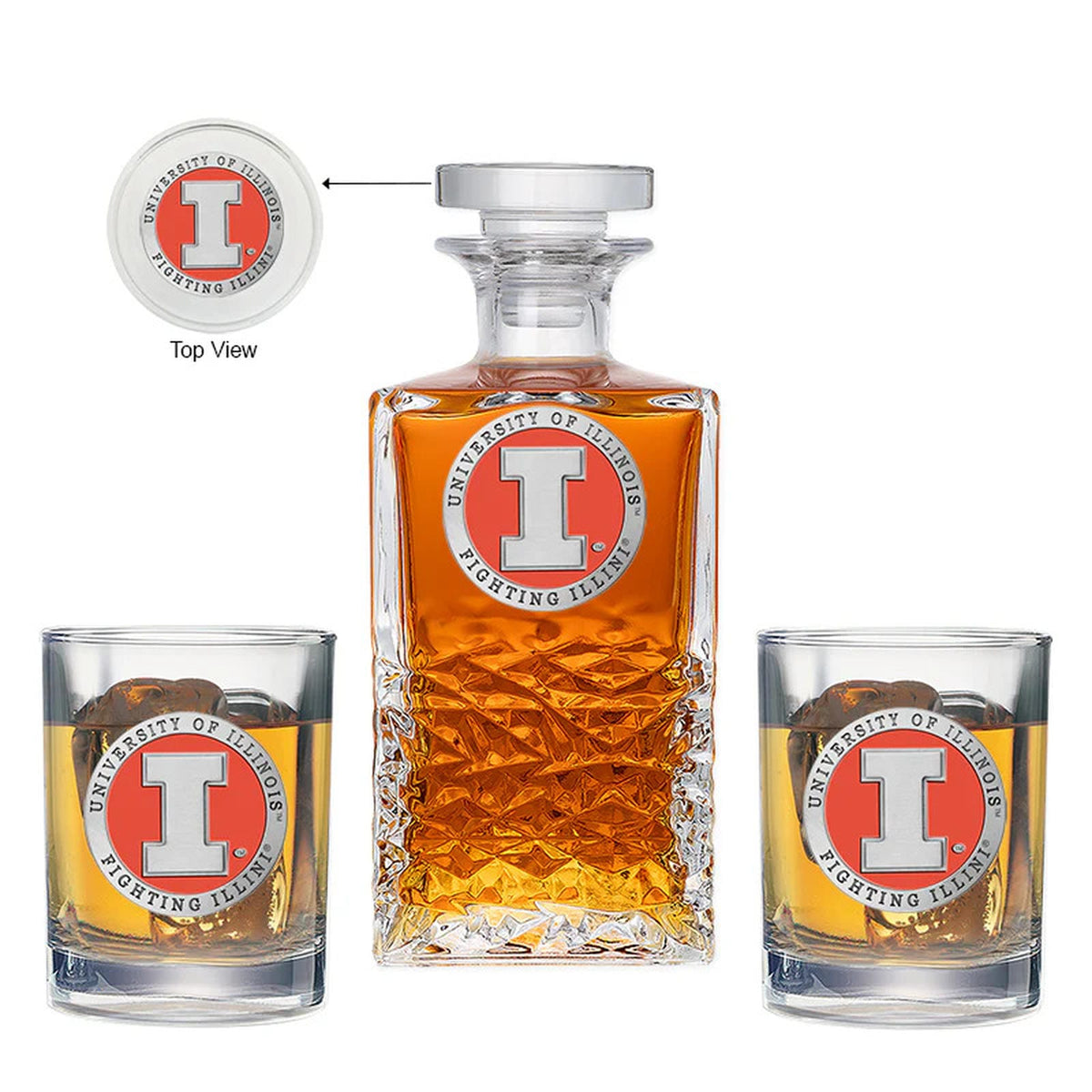 Illinois Fighting Illini Heritage Decanter with 2 Glasses
