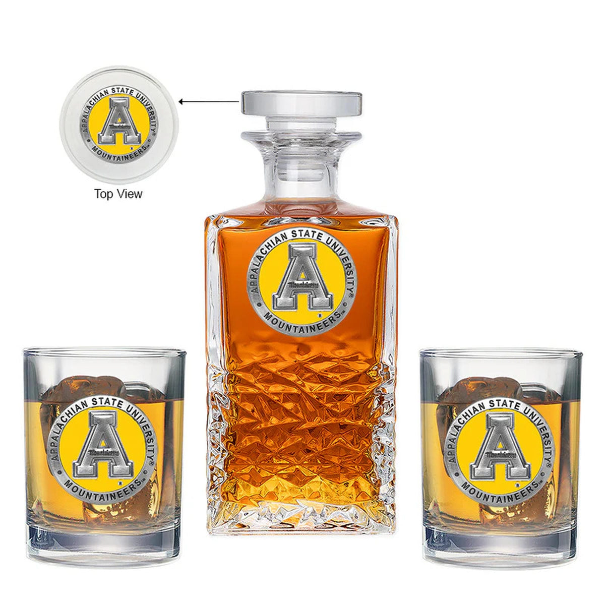 Appalachian State Mountaineers Heritage Decanter with two Glasses