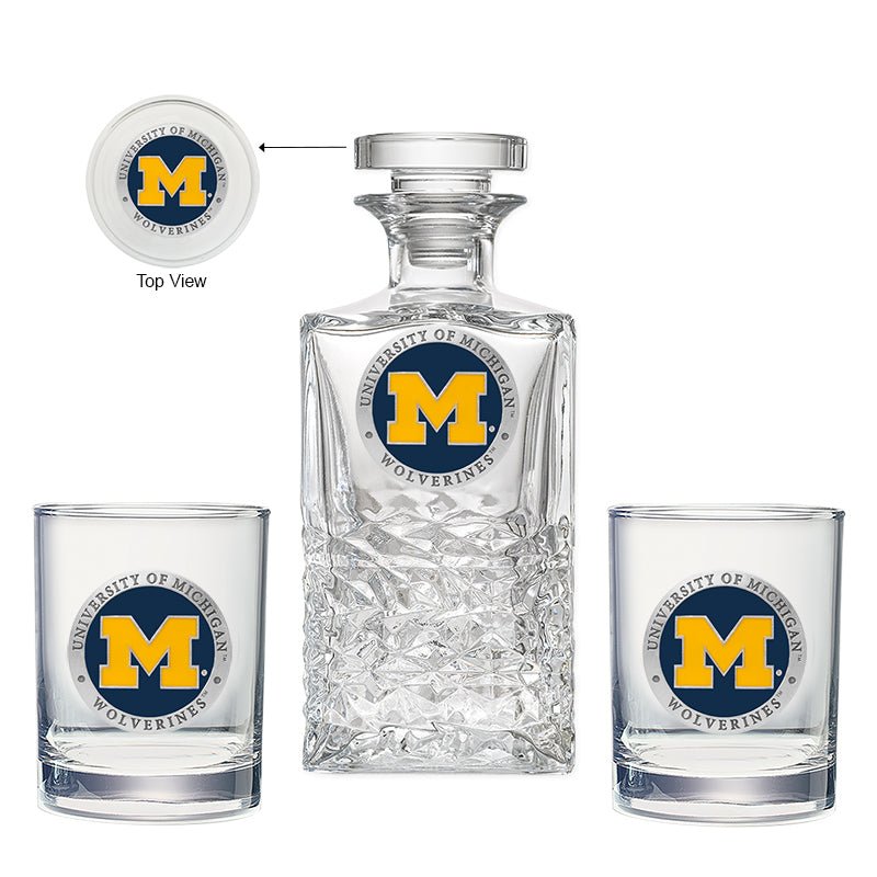 University of Michigan Heritage Decanter with 2 Glasses