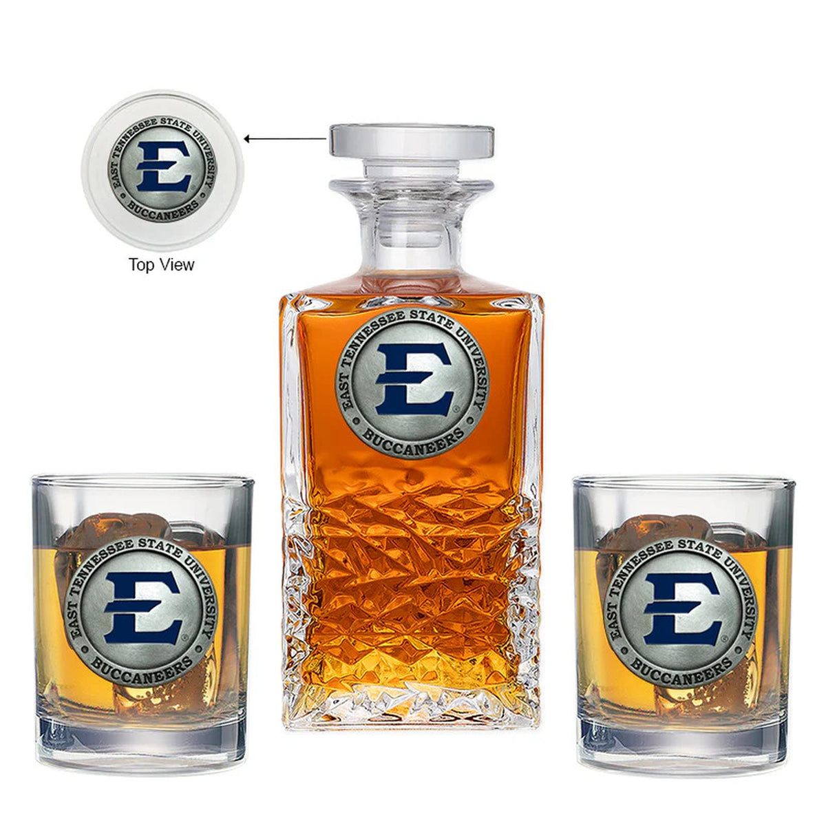 East Tennessee State Buccaneers Heritage Decanter with 2 Glasses