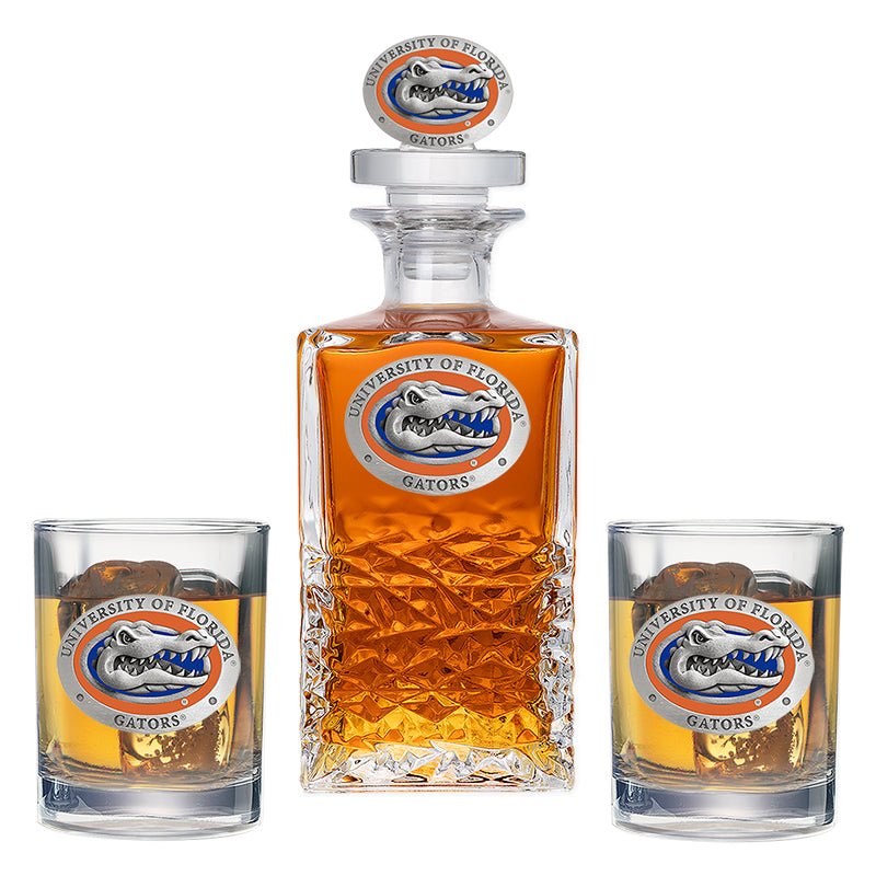 Florida Gators Heritage Decanter with 3D Top & 2 Glasses