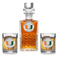 University of Miami Heritage Decanter with 3D Top & 2 Glasses