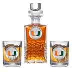University of Miami Heritage Decanter with 3D Top & 2 Glasses