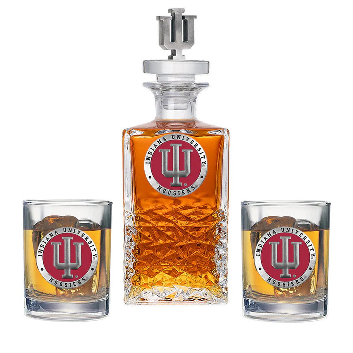 Indiana Hoosiers Heritage Decanter with 3D Top & 2 Glasses