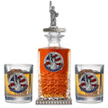 America's 250th Anniversary Statue of Liberty Heritage Decanter w/ 3D Top-Diamond Accents & 2 Glasses