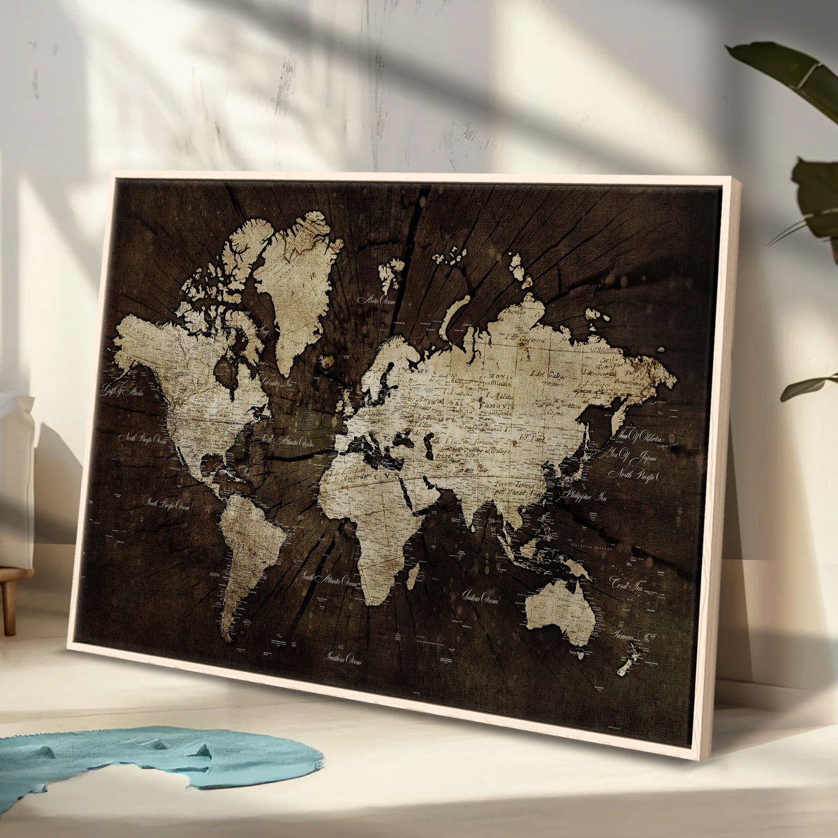 World Map Wall Art Canvas Print | Framed Travel Map Wall Art