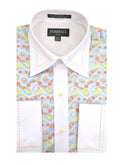Men's Multi Color Floral Satin Dress Shirt – High Collar, French Cuff | Ferrecci Hi-1002