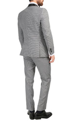 Men's Hilton Skinny Slim Fit Houndstooth Shawl Lapel 2pc Tuxedo