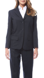 Womens Navy Pinstripe Business Casual Uniform Blazer
