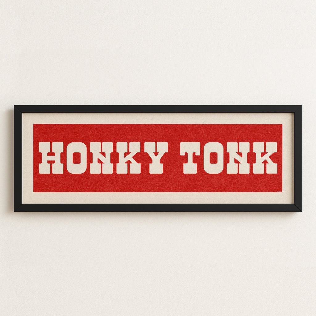 Framed HONKY TONK Sign Red & White Art Print