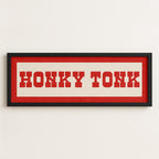 Framed HONKY TONK Sign White & Red Art Print