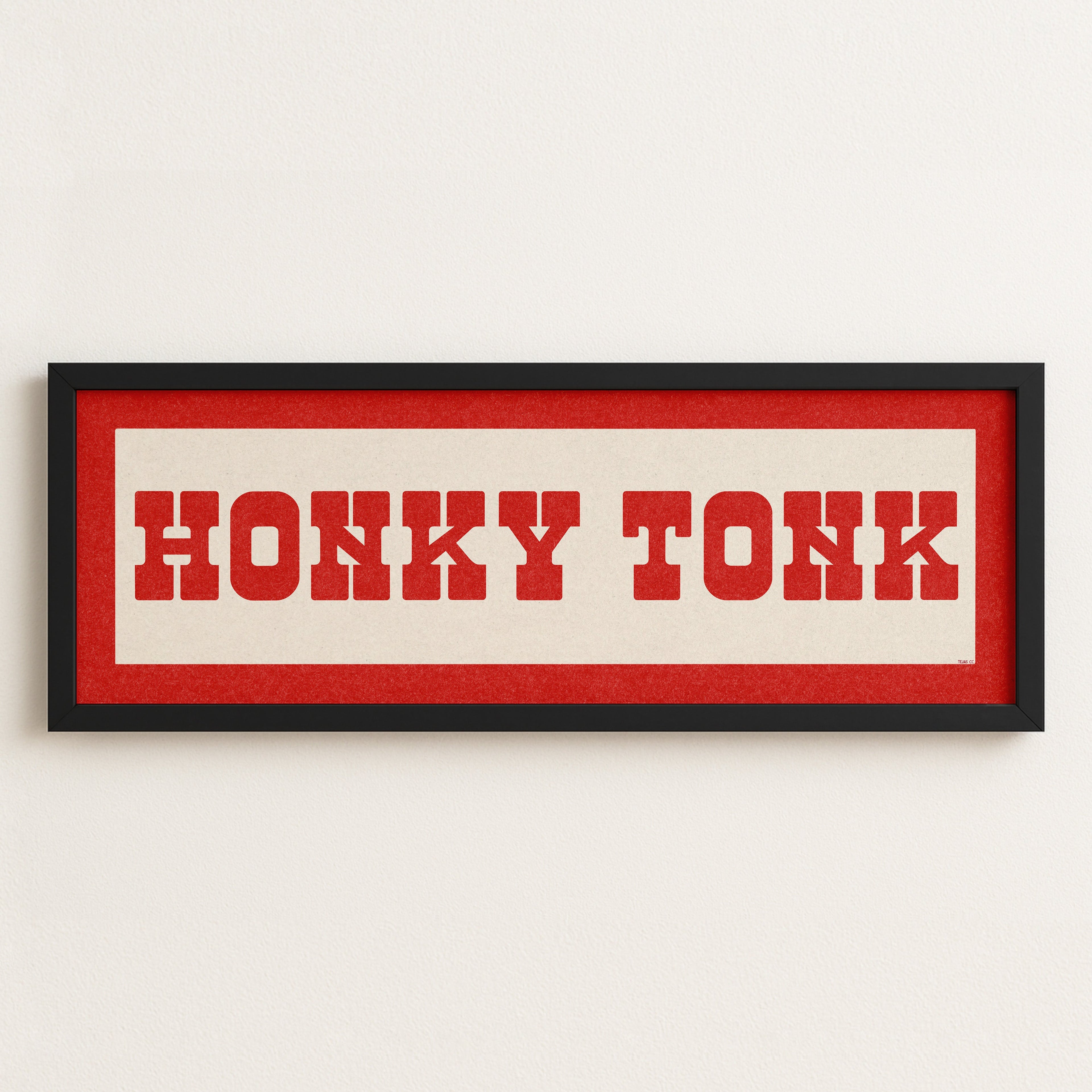 Framed HONKY TONK Sign White & Red Art Print