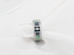 HONOLULU Mother of Pearl Inlay Tungsten Carbide Ring with Beveled Edges and White Diamond - 8mm