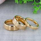 HONOR Gold-Plated Tungsten Beveled Edge Flat Ring with Brushed Center – 6mm & 8mm