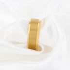 HONOR Gold-Plated Tungsten Beveled Edge Flat Ring with Brushed Center – 6mm & 8mm