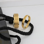 HONOR Gold-Plated Tungsten Beveled Edge Flat Ring with Brushed Center – 6mm & 8mm