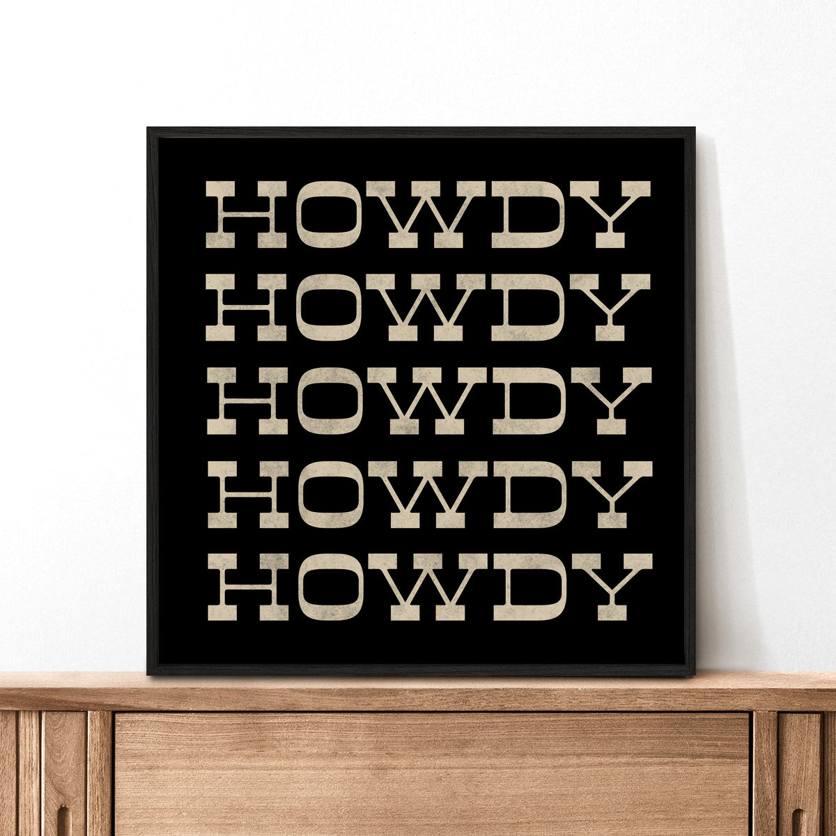 Howdy Typography Art Print Square Black and White