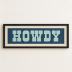 Framed HOWDY Sign Blue & Aqua Art Print