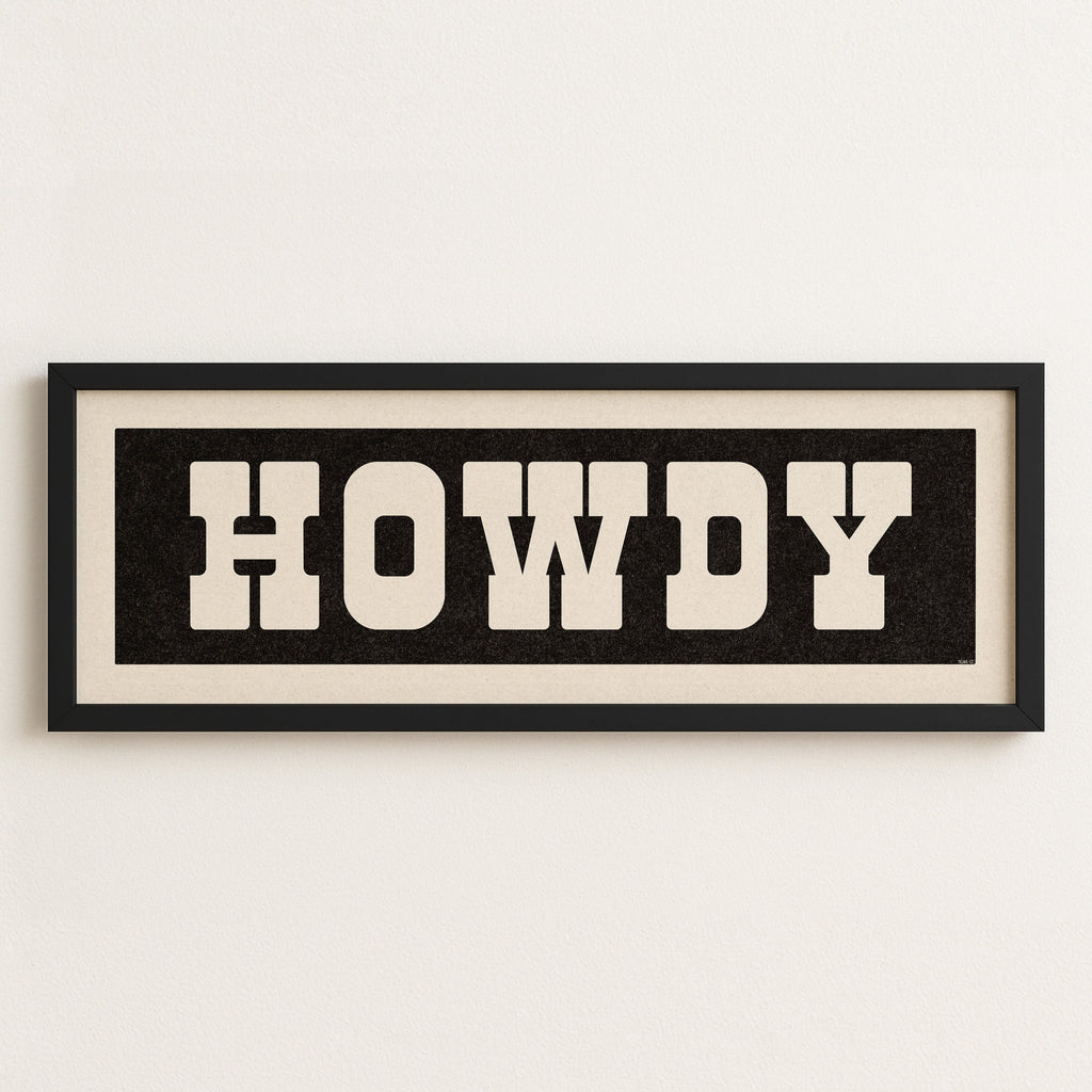 Framed HOWDY Sign Black & White Art Print