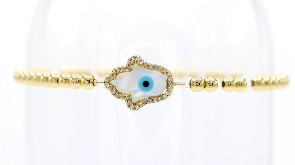 Hamsa Evil Eye Cuboc Zirconia Charm Bracelet Men Women