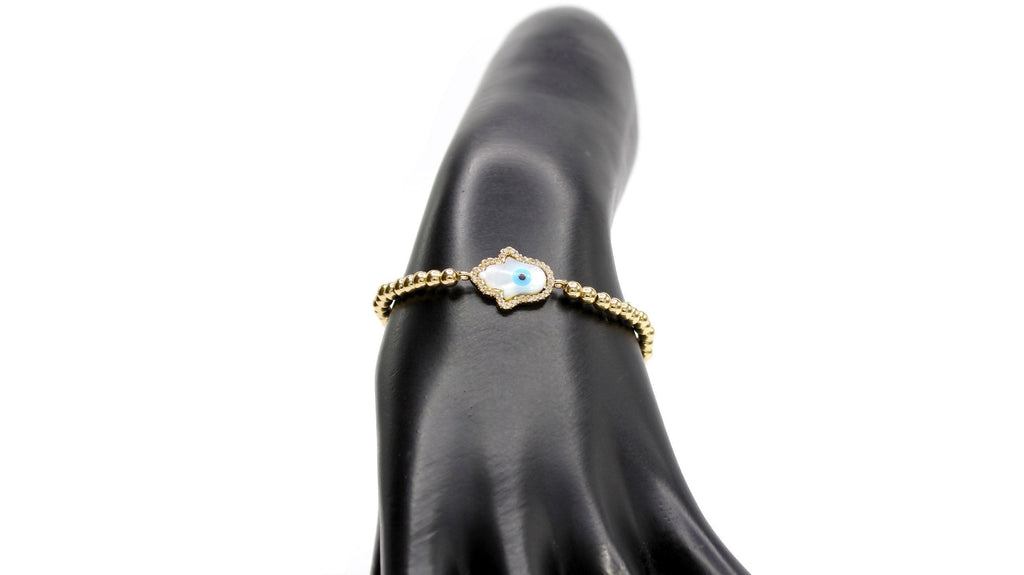 Hamsa Evil Eye Cuboc Zirconia Charm Bracelet Men Women