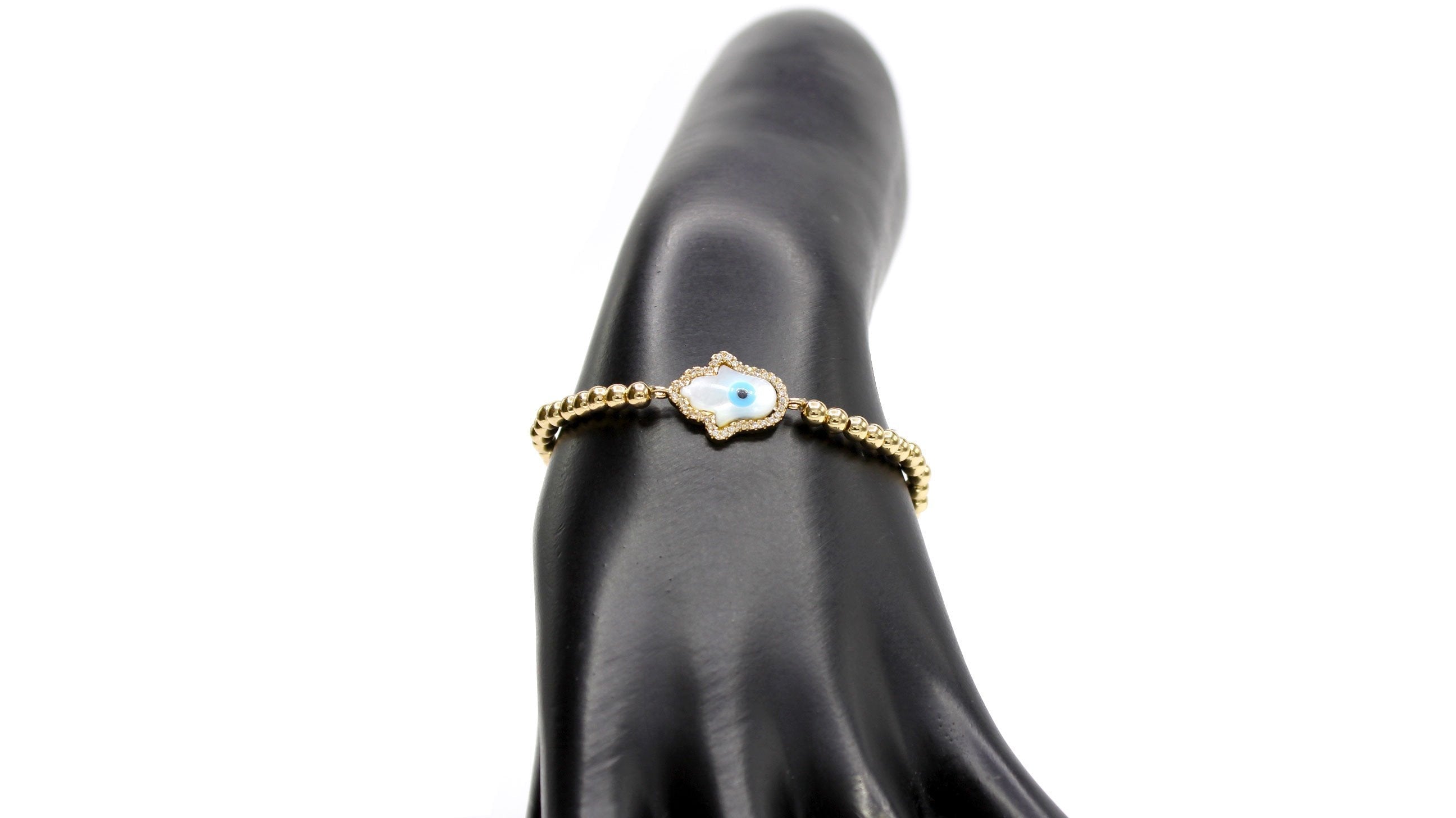 Hamsa Evil Eye Cuboc Zirconia Charm Bracelet Men Women