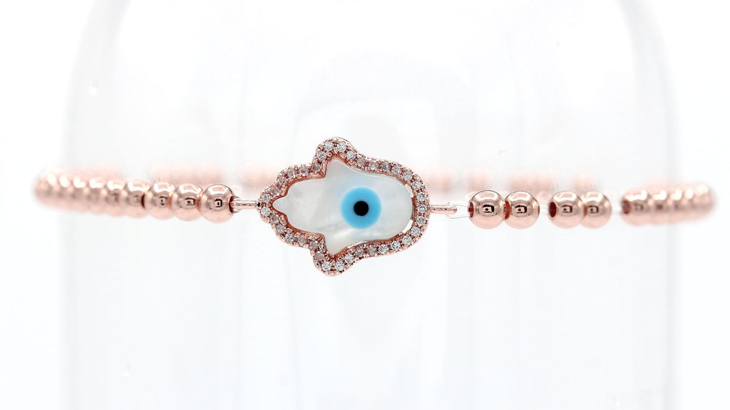 Hamsa Evil Eye Cuboc Zirconia Charm Bracelet Men Women