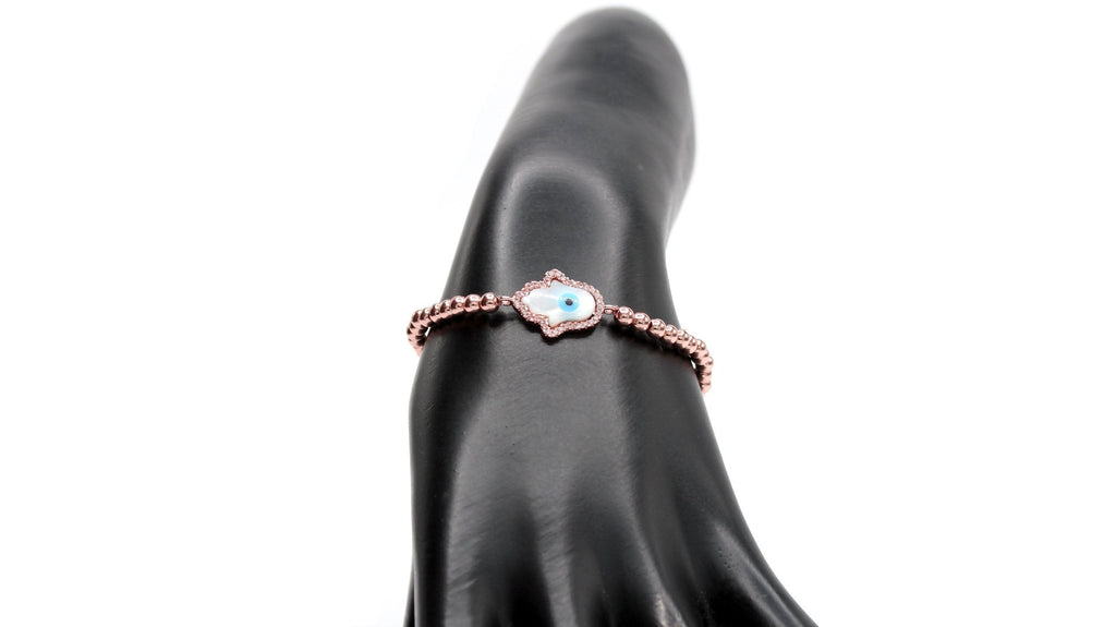 Hamsa Evil Eye Cuboc Zirconia Charm Bracelet Men Women